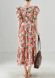 Bohemian Puff Sleeve Print Cotton Maxi Dresses Summer