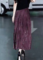 Bohemian Purple Elastic Waist A Line Skirt Summer
