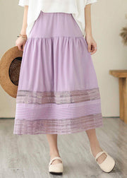 Bohemian Purple Hollow Out Patchwork Cotton Skirts Summer