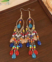 Bohemian Rainbow Copper Alloy Beading Tassel Drop Earrings