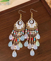 Bohemian Rainbow Copper Alloy Beading Tassel Drop Earrings