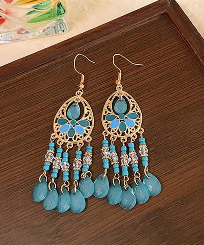 Bohemian Rainbow Copper Alloy Beading Tassel Drop Earrings