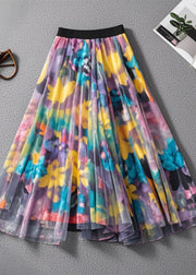 Bohemian Rainbow Print Exra Large Hem Tulle Skirts Summer