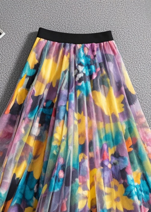 Bohemian Rainbow Print Exra Large Hem Tulle Skirts Summer