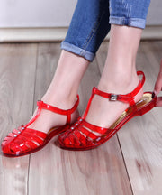 Bohemian Red Hollow Out Walking Sandals Buckle Strap