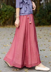 Bohemian Red Wrinkled Elastic Waist Patchwork Cotton Skirts Summer