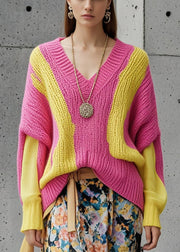 Bohemian Rose Patchwork Thick Knit Sweater Tops Fall