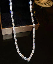 Bohemian Silk Sterling Silver Zircon V Shaped Necklace