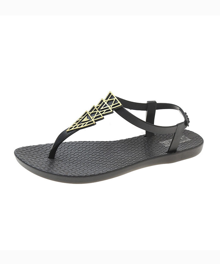 Bohemian Style Black Flat Flip Flops Sandals