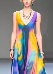 Bohemian Tie Dye Exra Large Hem Chiffon Maxi Dress Summer