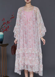 Bohemian White Oversized Patchwork Chiffon Beach Dress Flare Sleeve