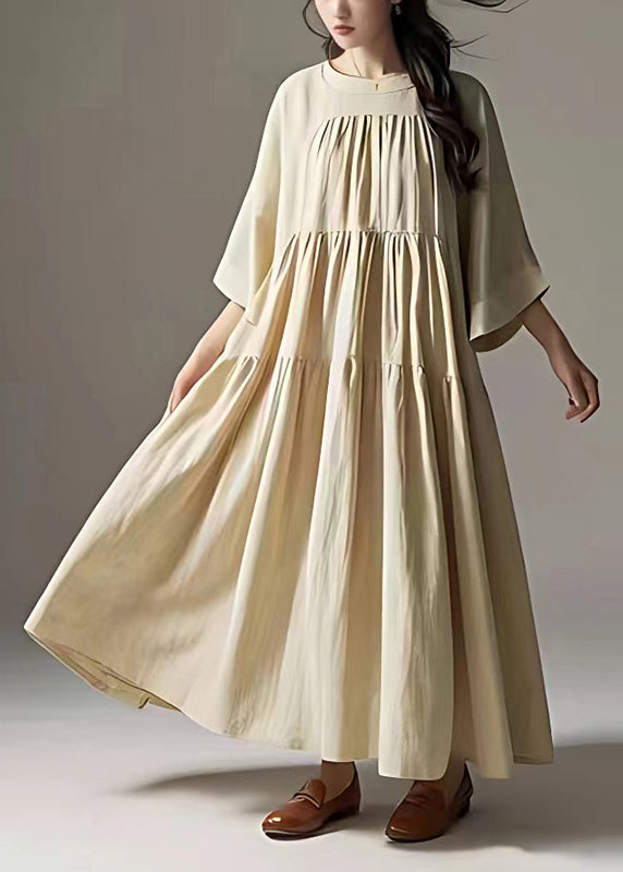Bohemian White Oversized Wrinkled Linen Ankle Dress Summer