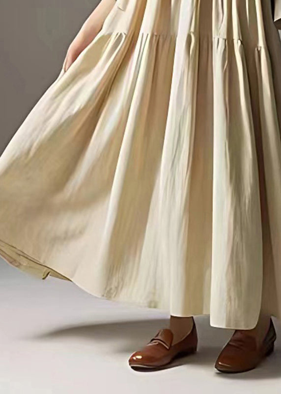 Bohemian White Oversized Wrinkled Linen Ankle Dress Summer