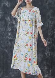 Bohemian White Print Patchwork Cotton Dress Summer