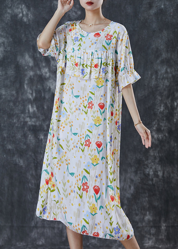 Bohemian White Print Patchwork Cotton Dress Summer