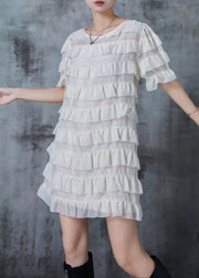 Bohemian White Ruffles Layered Chiffon Mini Dresses Summer