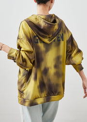 Bohemian Yellow Hooded Tie Dye Cotton Jackets Fall