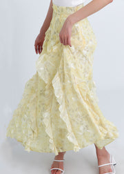 Bohemian Yellow Ruffled Original Design Chiffon Skirt Summer