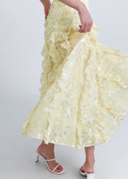 Bohemian Yellow Ruffled Original Design Chiffon Skirt Summer