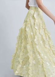 Bohemian Yellow Ruffled Original Design Chiffon Skirt Summer