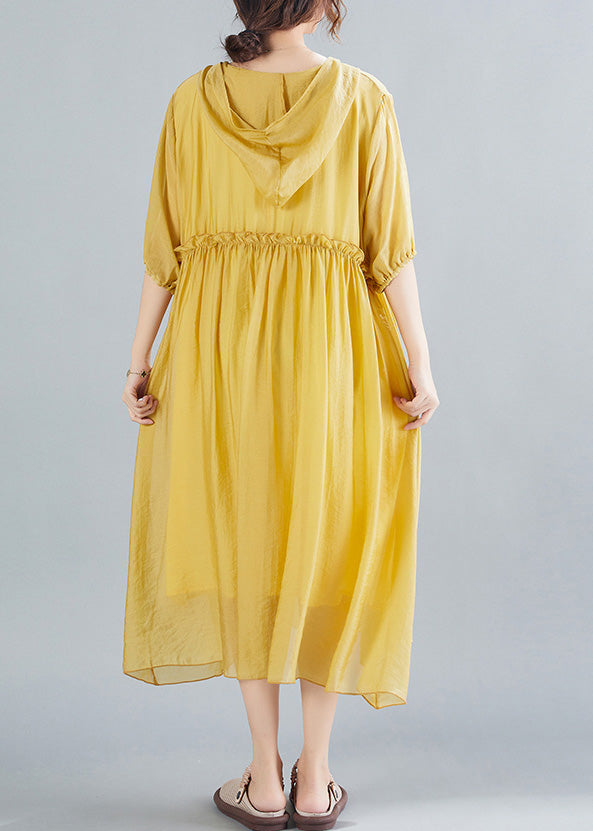 Bohemian Yellow V Neck Patchwork Solid Maxi Dress Summer