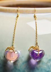 Boho Asymmetric Design Heart-shaped Crystal Drop Earrings