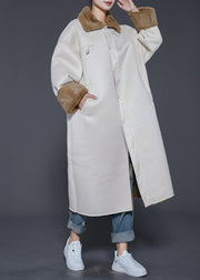 Boho Beige Oversized Thick Warm Fleece Trench Winter