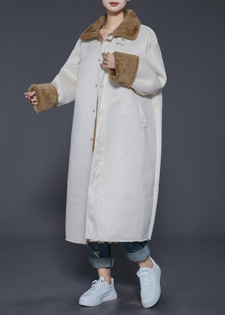 Boho Beige Oversized Thick Warm Fleece Trench Winter