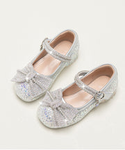 Boho Beige Zircon Buckle Strap Kids Flat Feet Shoes