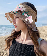 Boho Black Embroidery Hollow Out Beach Sun Hat