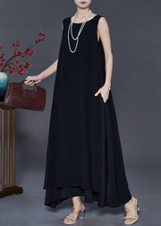 Boho Black Oversized Chiffon A Line Dress Summer