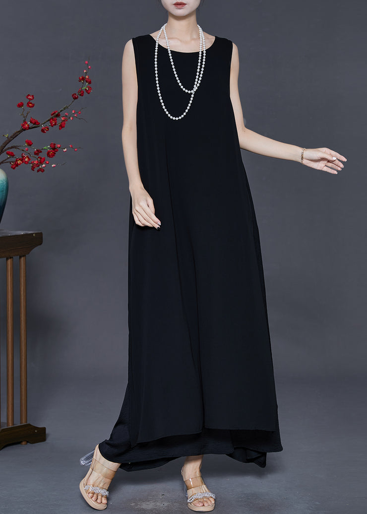 Boho Black Oversized Chiffon A Line Dress Summer