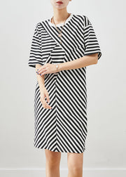 Boho Black Striped Cotton Vacation Dresses Summer