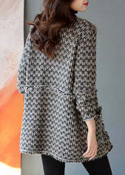 Boho Black Tasseled Plaid Cotton Coats Spring