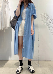 Boho Blue Oversized Denim Holiday Dress Summer