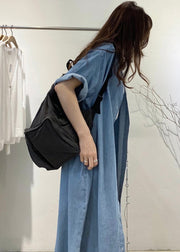 Boho Blue Oversized Denim Holiday Dress Summer