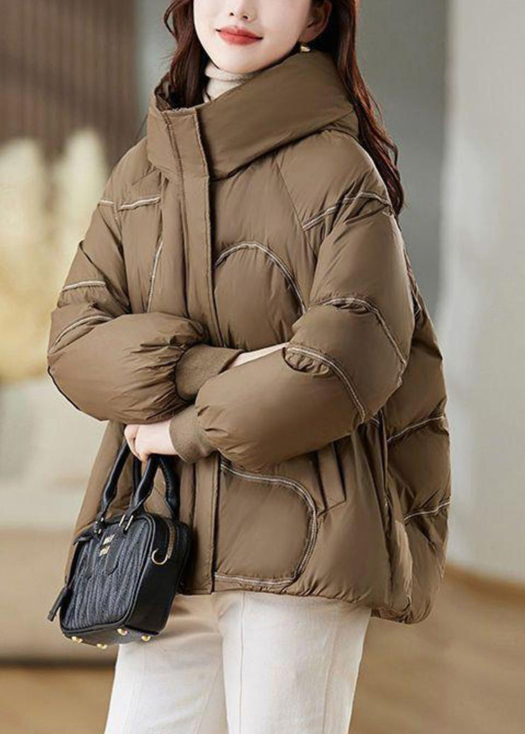 Boho Brown Oversized Duck Down Down Coat Winter