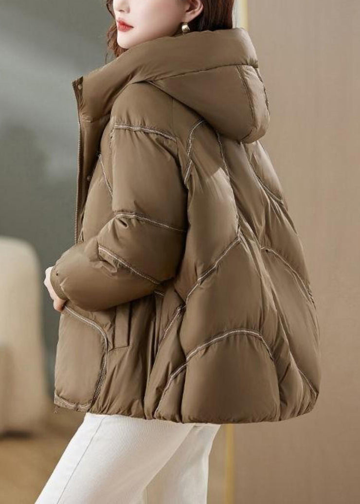 Boho Brown Oversized Duck Down Down Coat Winter