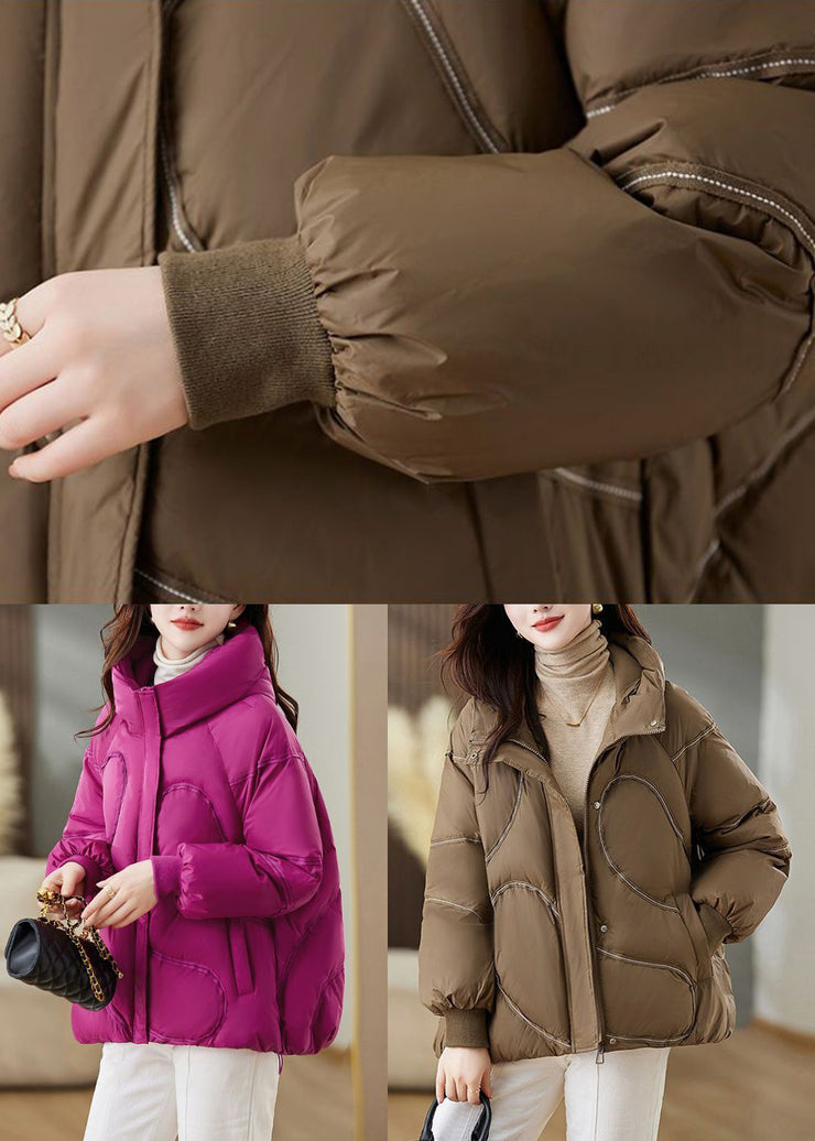 Boho Brown Oversized Duck Down Down Coat Winter