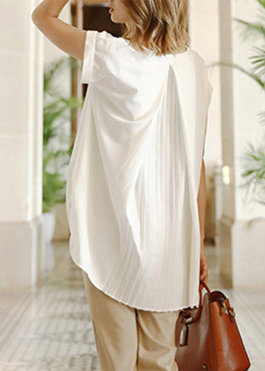 Boho Caramel V Neck Solid Chiffon T Shirt Short Sleeve