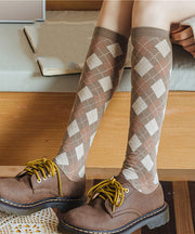 Boho Coffee Cotton Over The Calf Socks