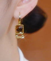 Boho Coffee Sterling Silver Alloy Zircon Square Drop Earrings