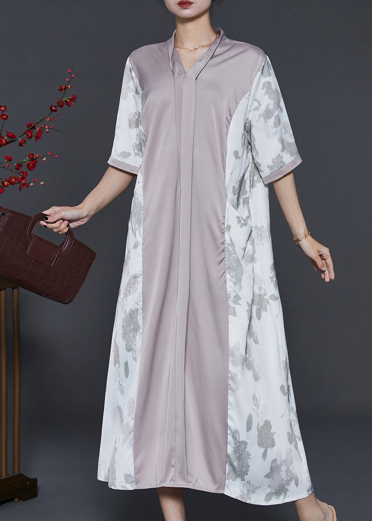 Boho Colorblock Oversized Patchwork Silk Dress Summer