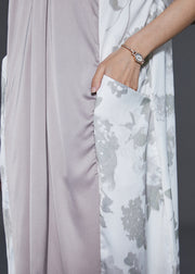 Boho Colorblock Oversized Patchwork Silk Dress Summer