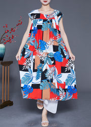 Boho Colorblock Oversized Print Cotton Robe Dresses Summer