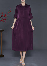 Boho Dull Purple Jacquard Silk Vacation Dresses Summer