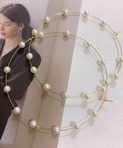 Boho Gold Copper Alloy Pearl Hoop Earrings