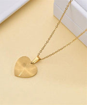 Boho Gold Metal Alloy Wrinkled Love Pendant Necklace