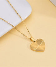 Boho Gold Metal Alloy Wrinkled Love Pendant Necklace