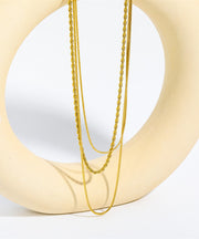 Boho Gold Stainless Steel Alloy Three Layers Necklace